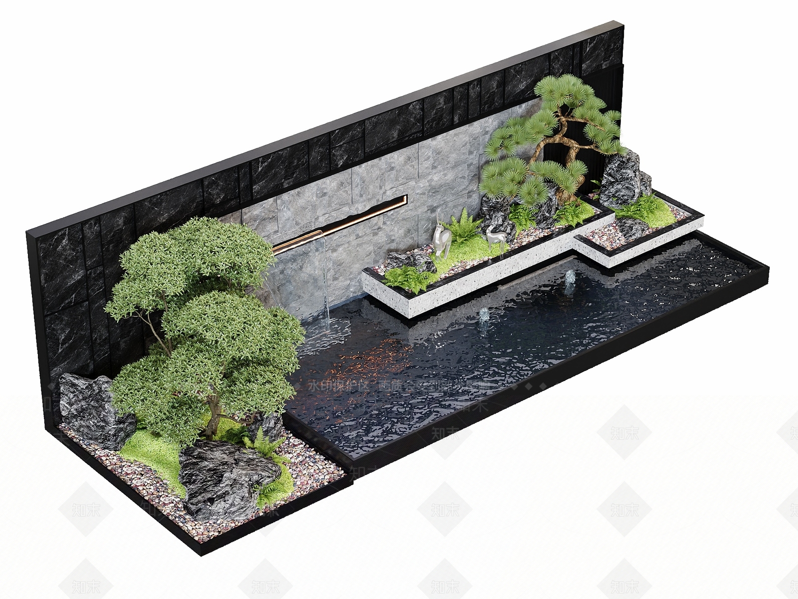 新中式景观庭院3D模型下载【ID:1234713860】