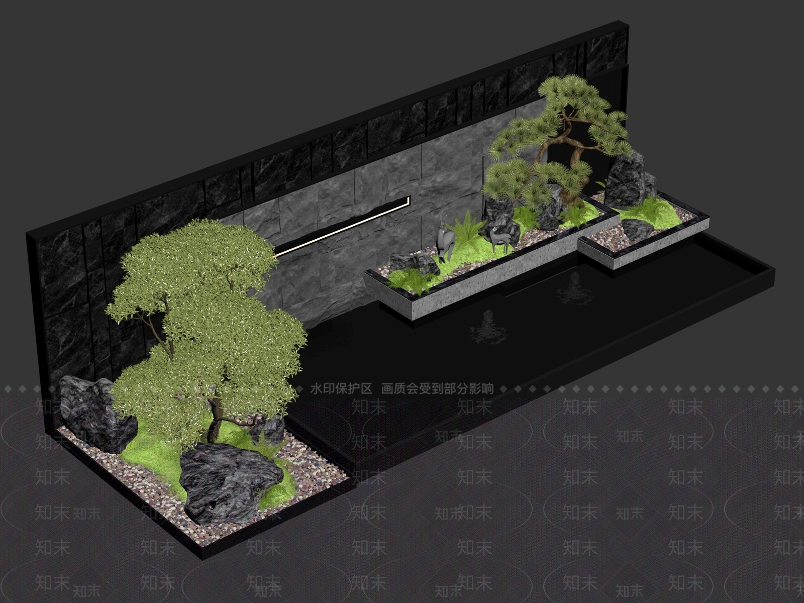 新中式景观庭院3D模型下载【ID:1234713860】