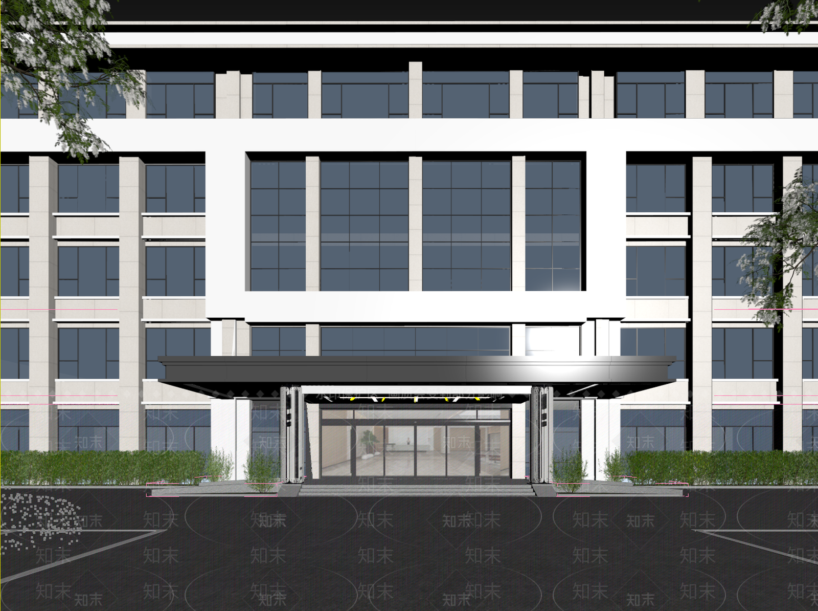 现代主义办公楼3D模型下载【ID:1234714222】
