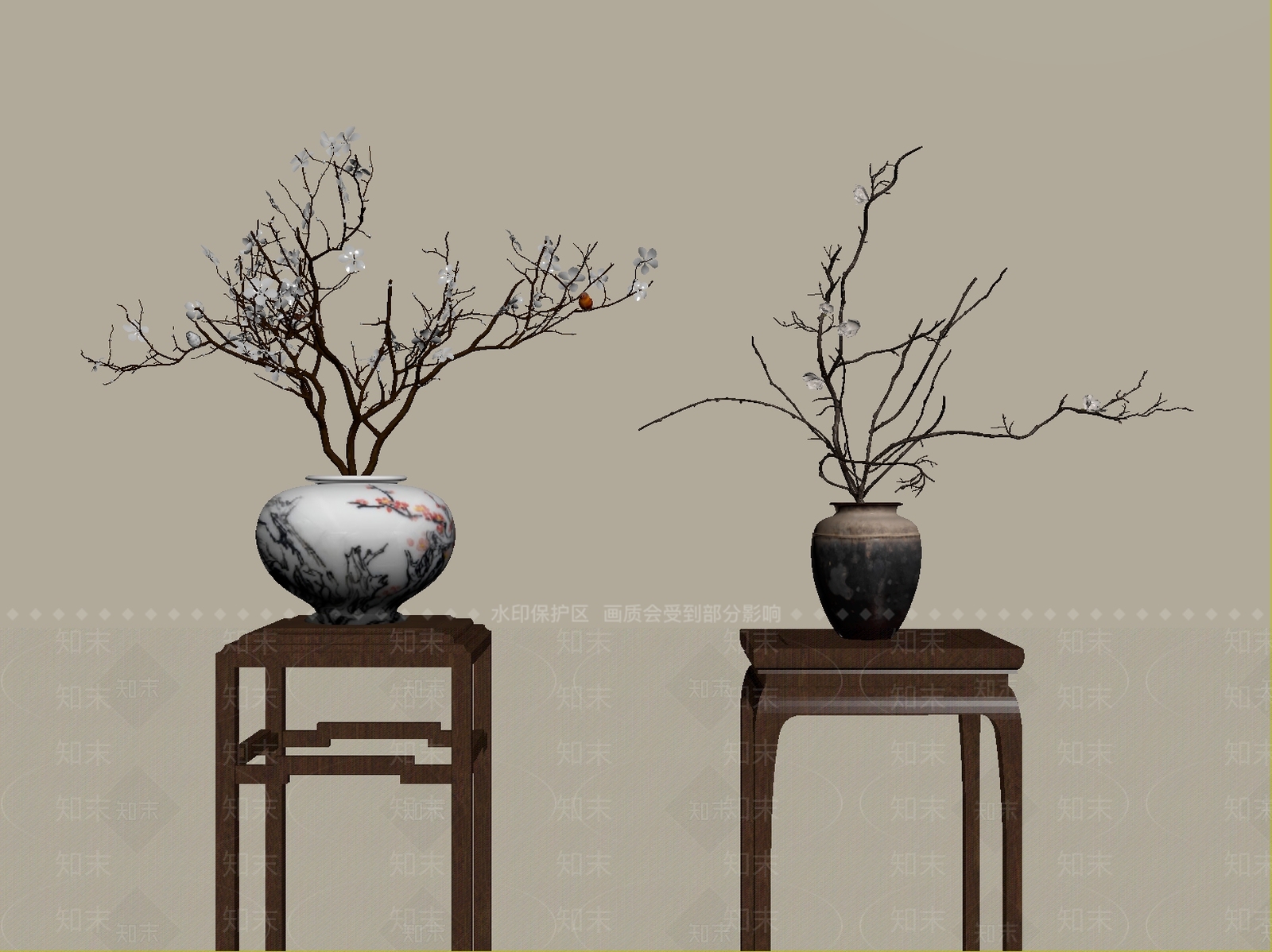 新中式花艺SU模型下载【ID:1234717109】