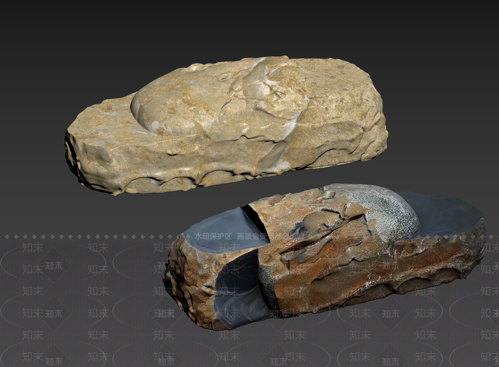 侘寂石头3D模型下载【ID:1234718636】