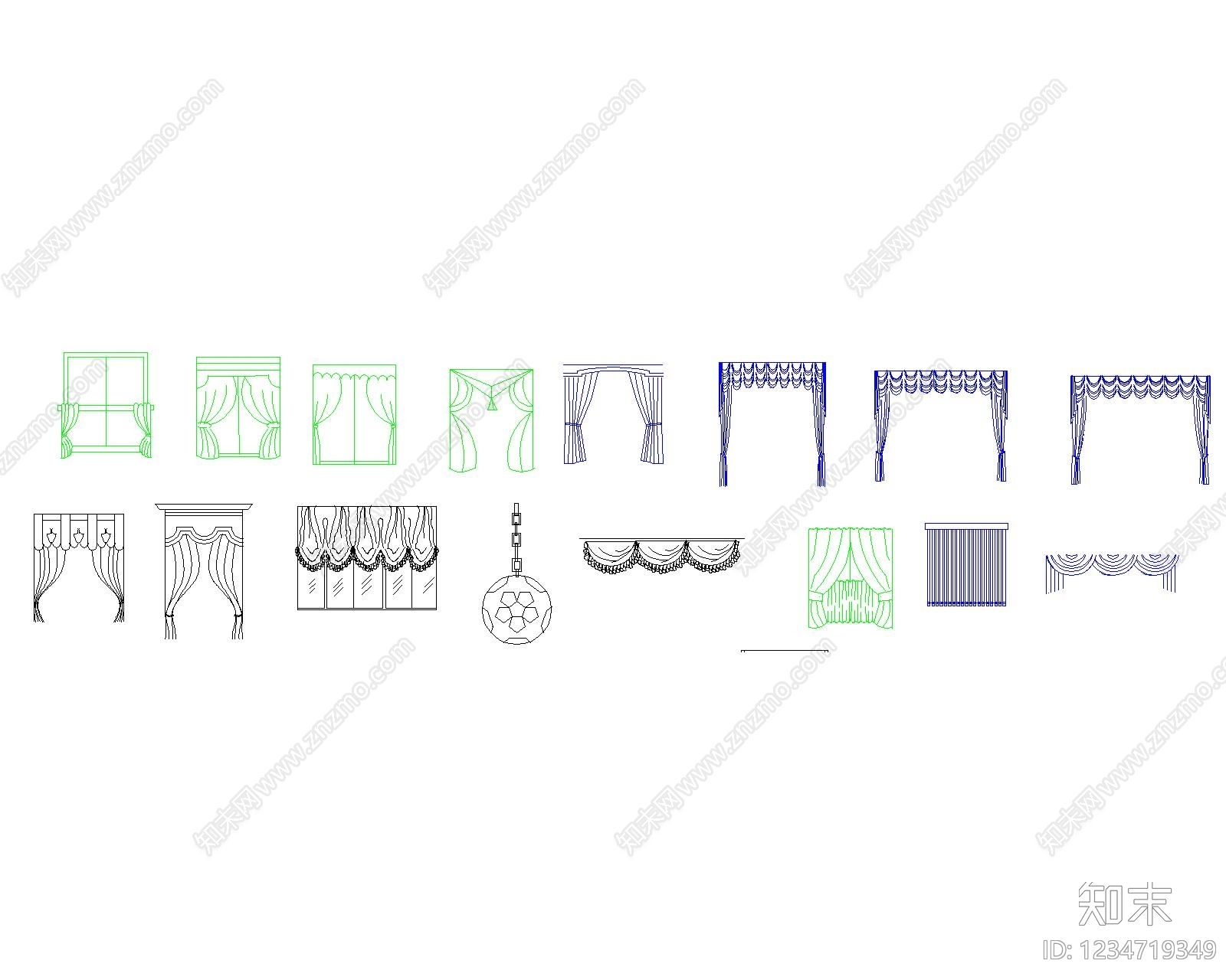 窗帘cad施工图下载【ID:1234719349】