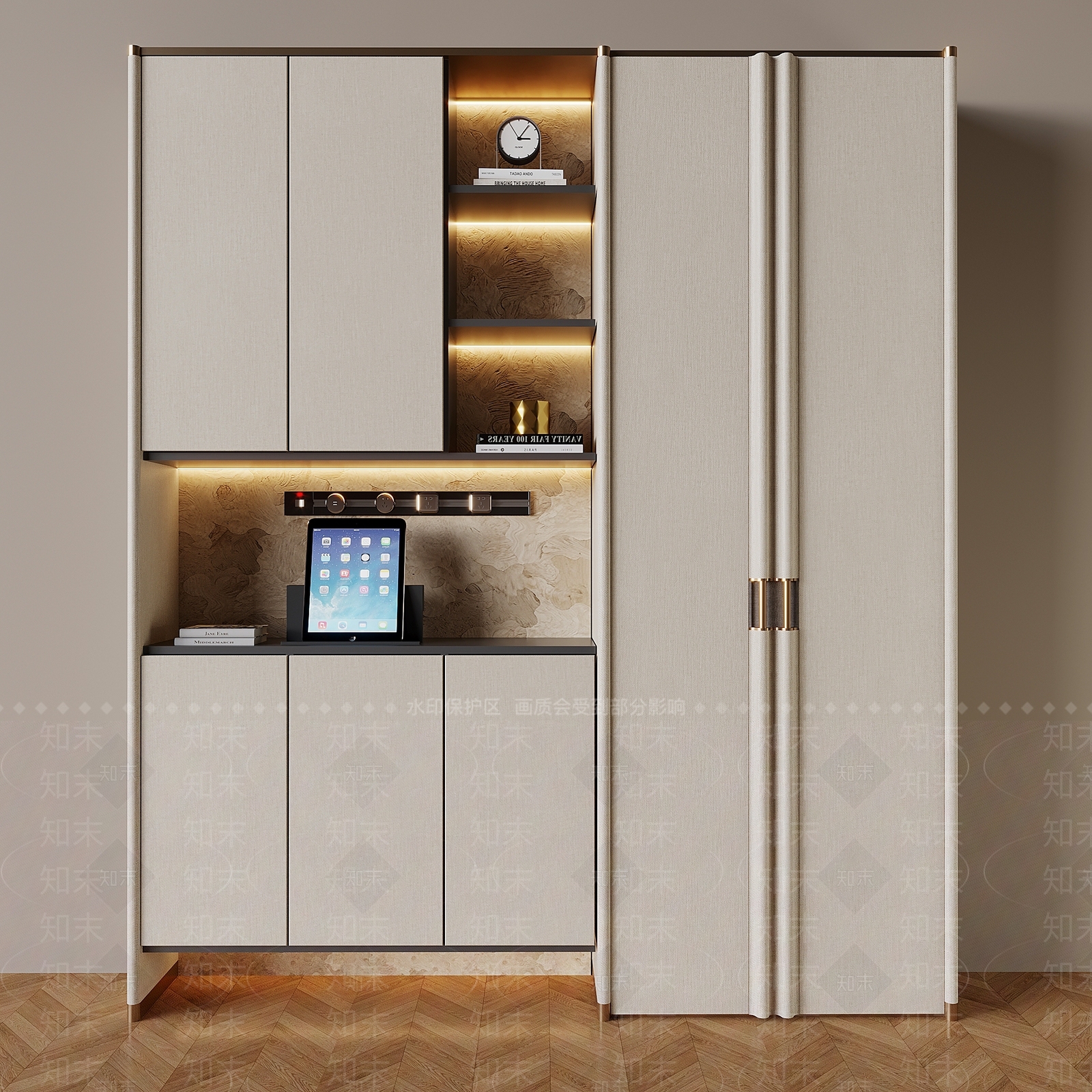 轻奢衣柜3D模型渲染效果图