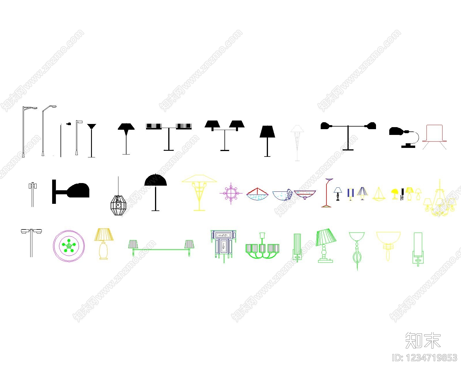 中式灯具图库CAD图纸