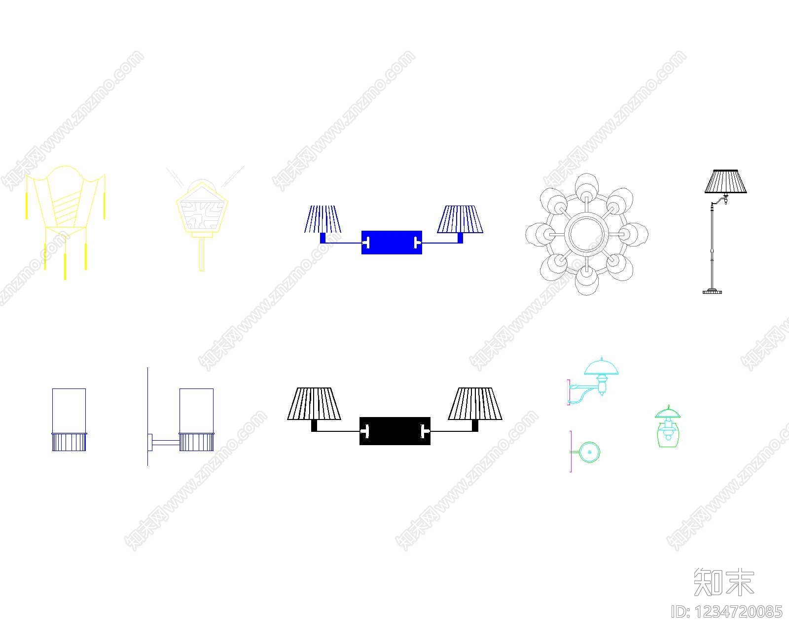 灯具图库cad施工图下载【ID:1234720085】