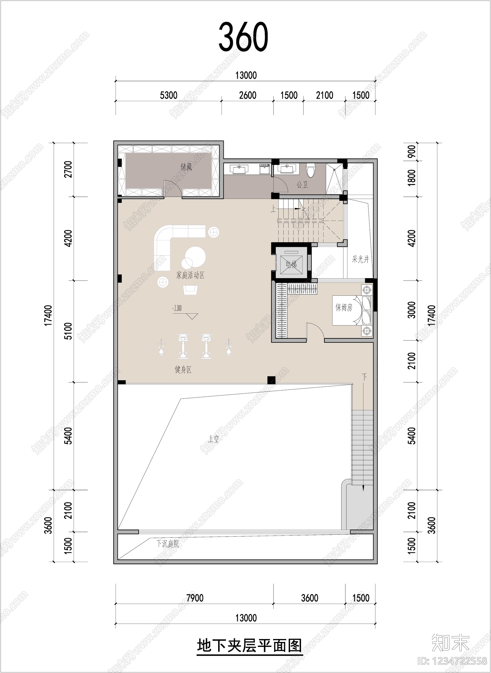 别墅建筑cad施工图下载【ID:1234722558】