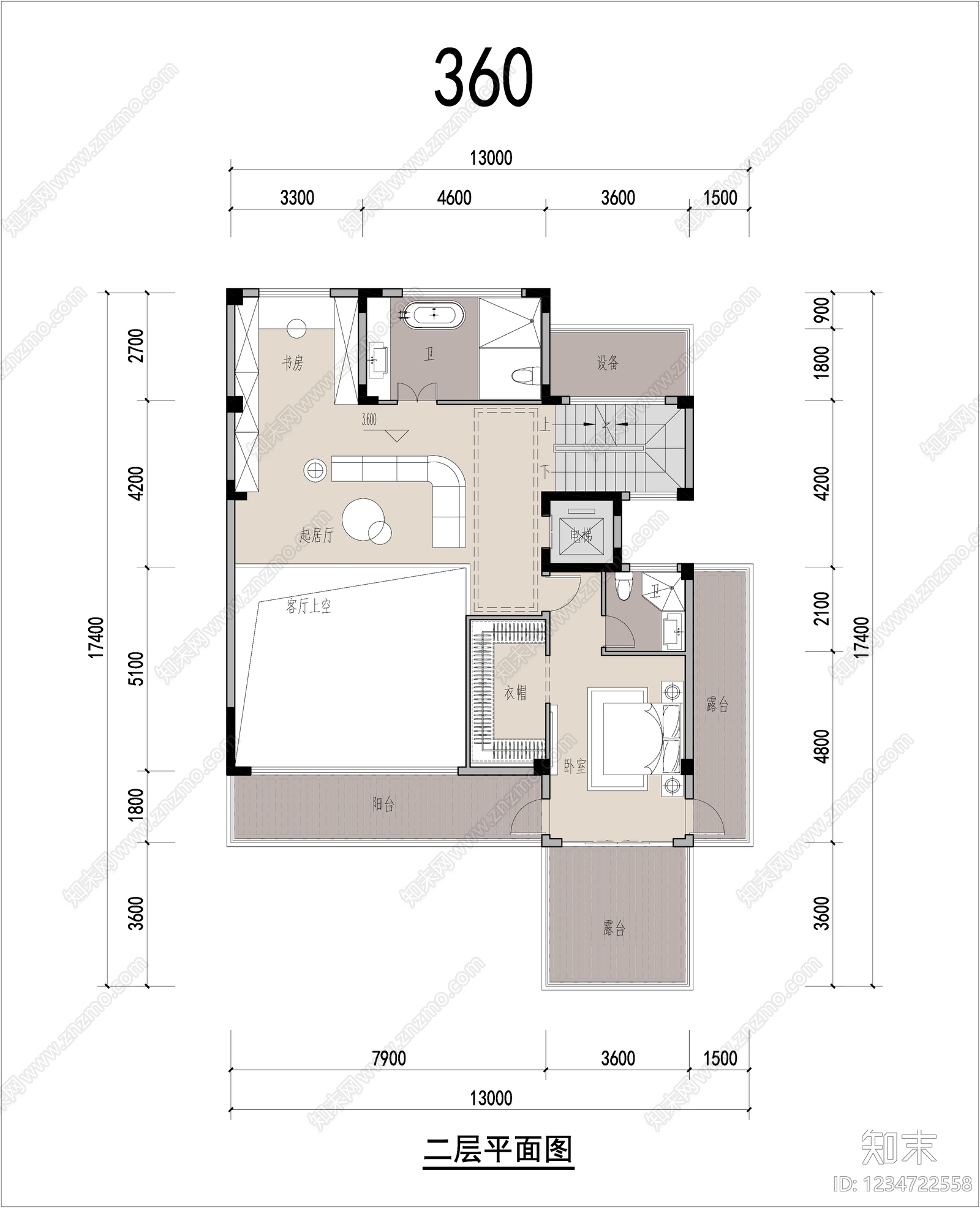 别墅建筑cad施工图下载【ID:1234722558】