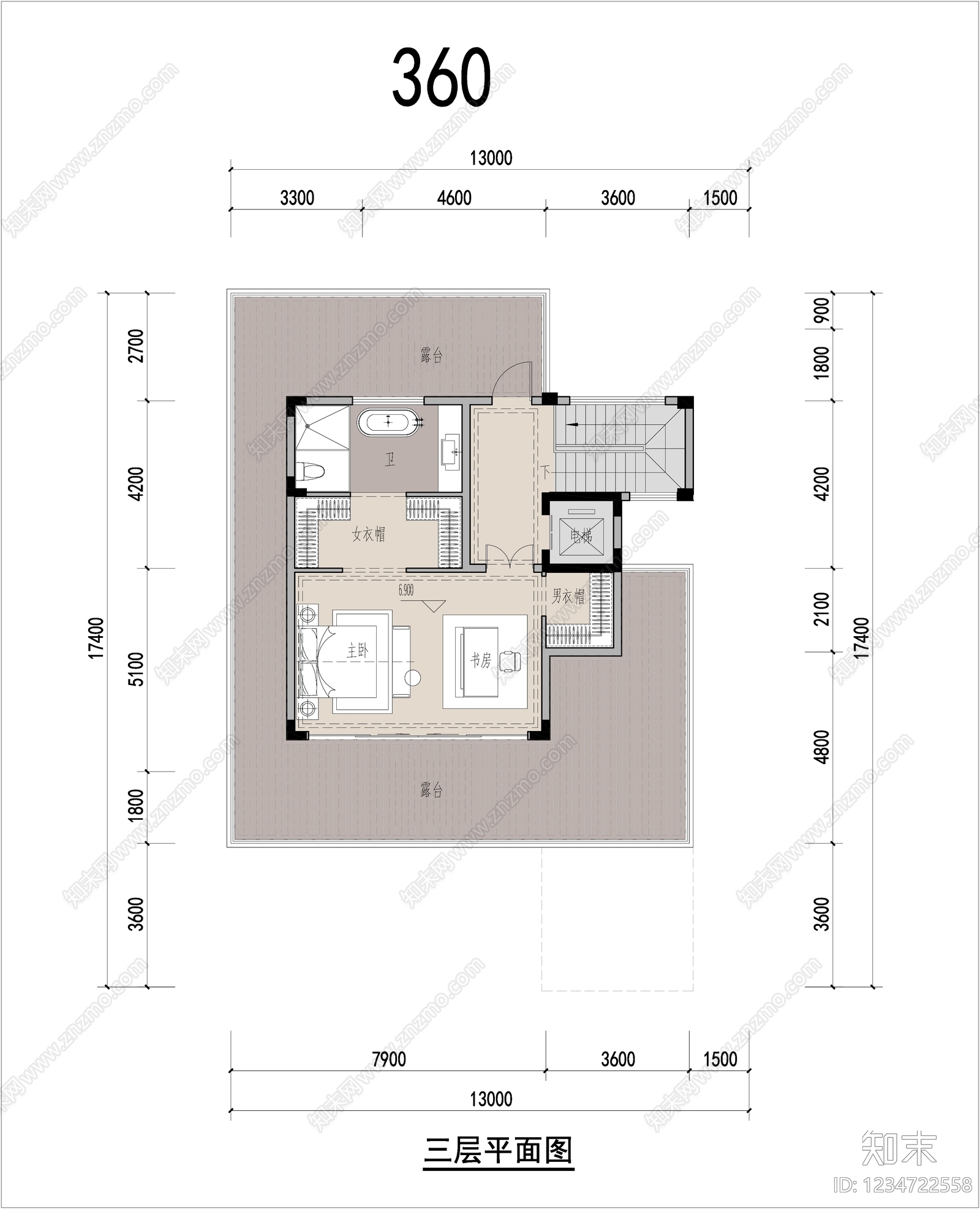 别墅建筑cad施工图下载【ID:1234722558】
