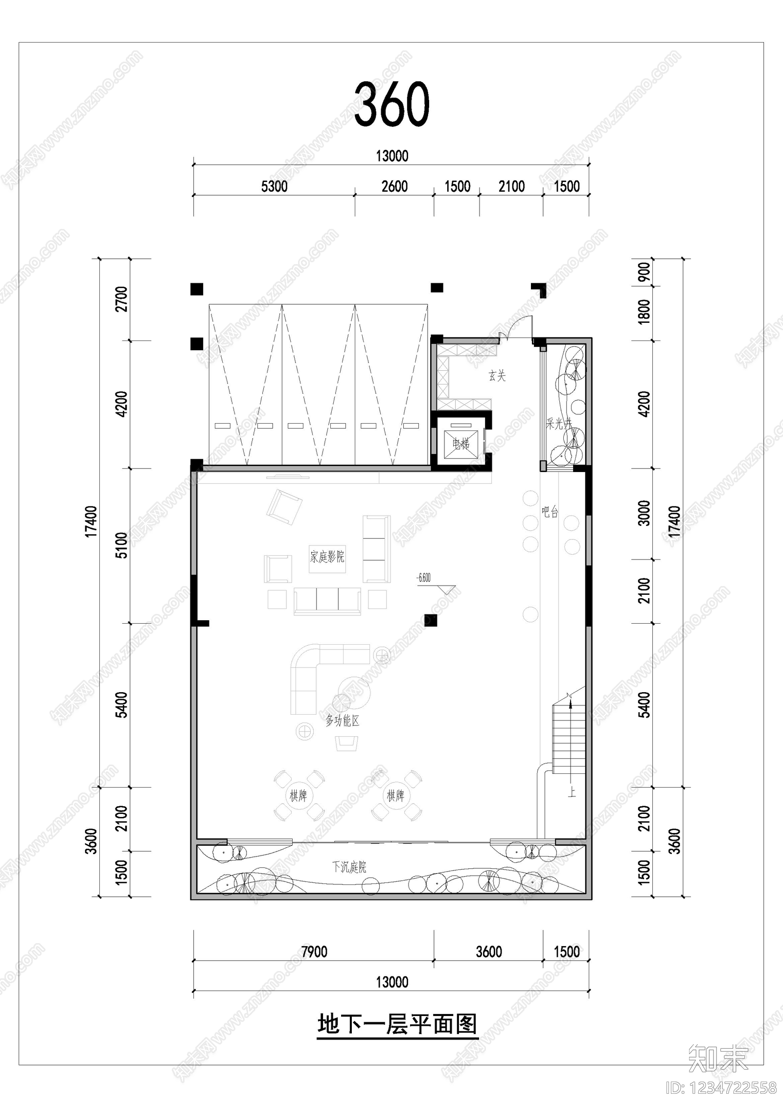 别墅建筑cad施工图下载【ID:1234722558】