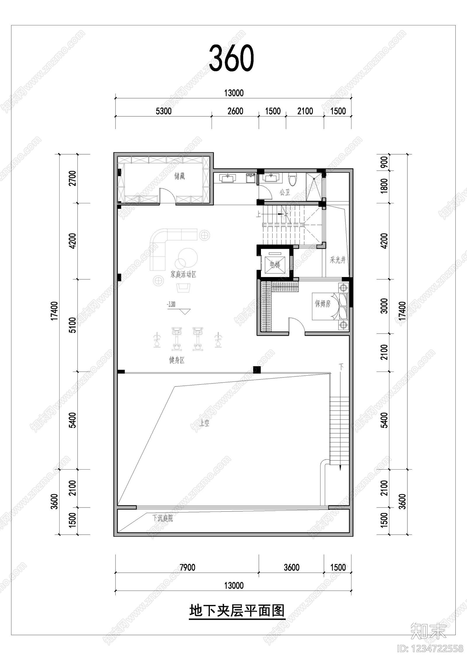 别墅建筑cad施工图下载【ID:1234722558】