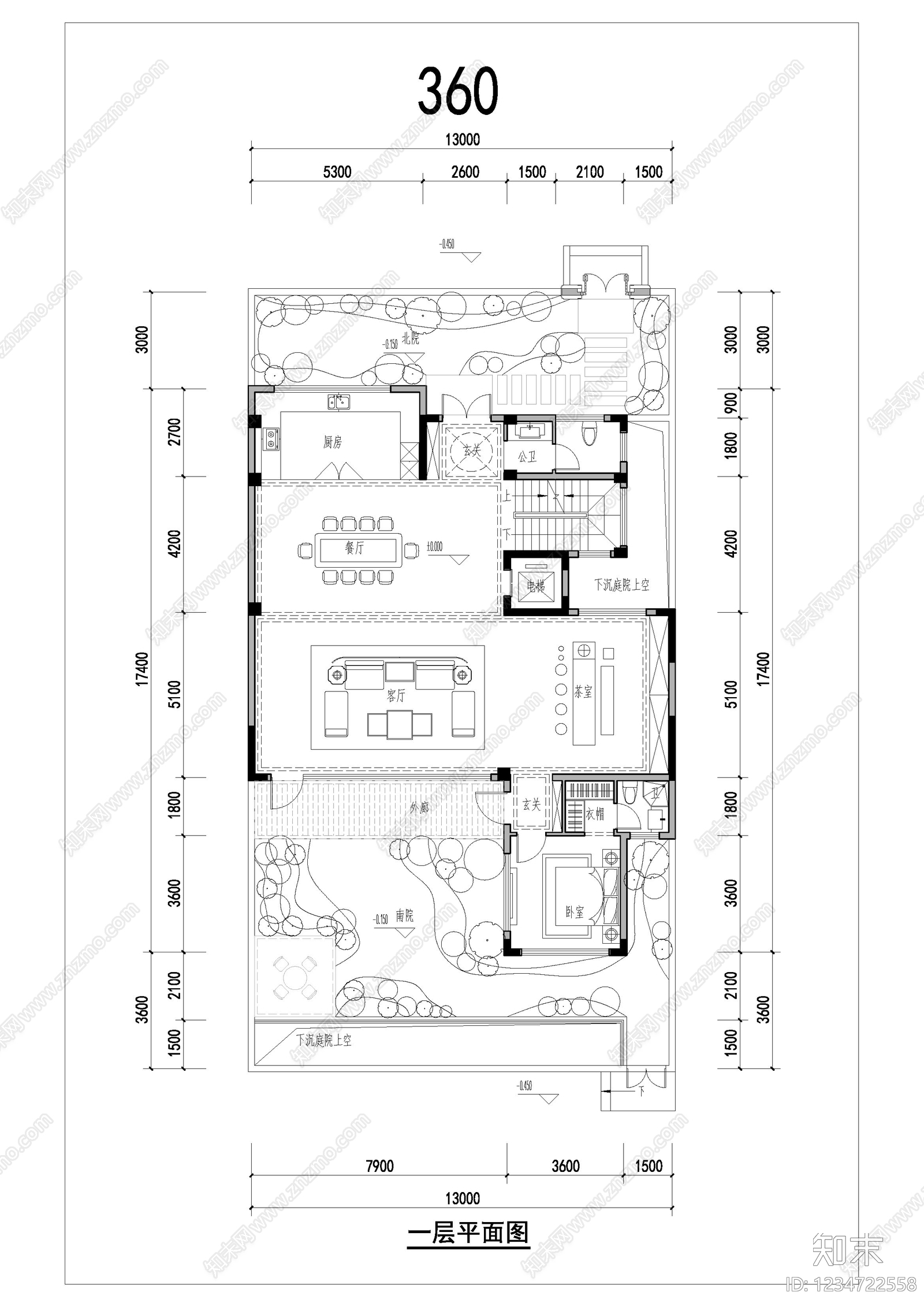 别墅建筑cad施工图下载【ID:1234722558】