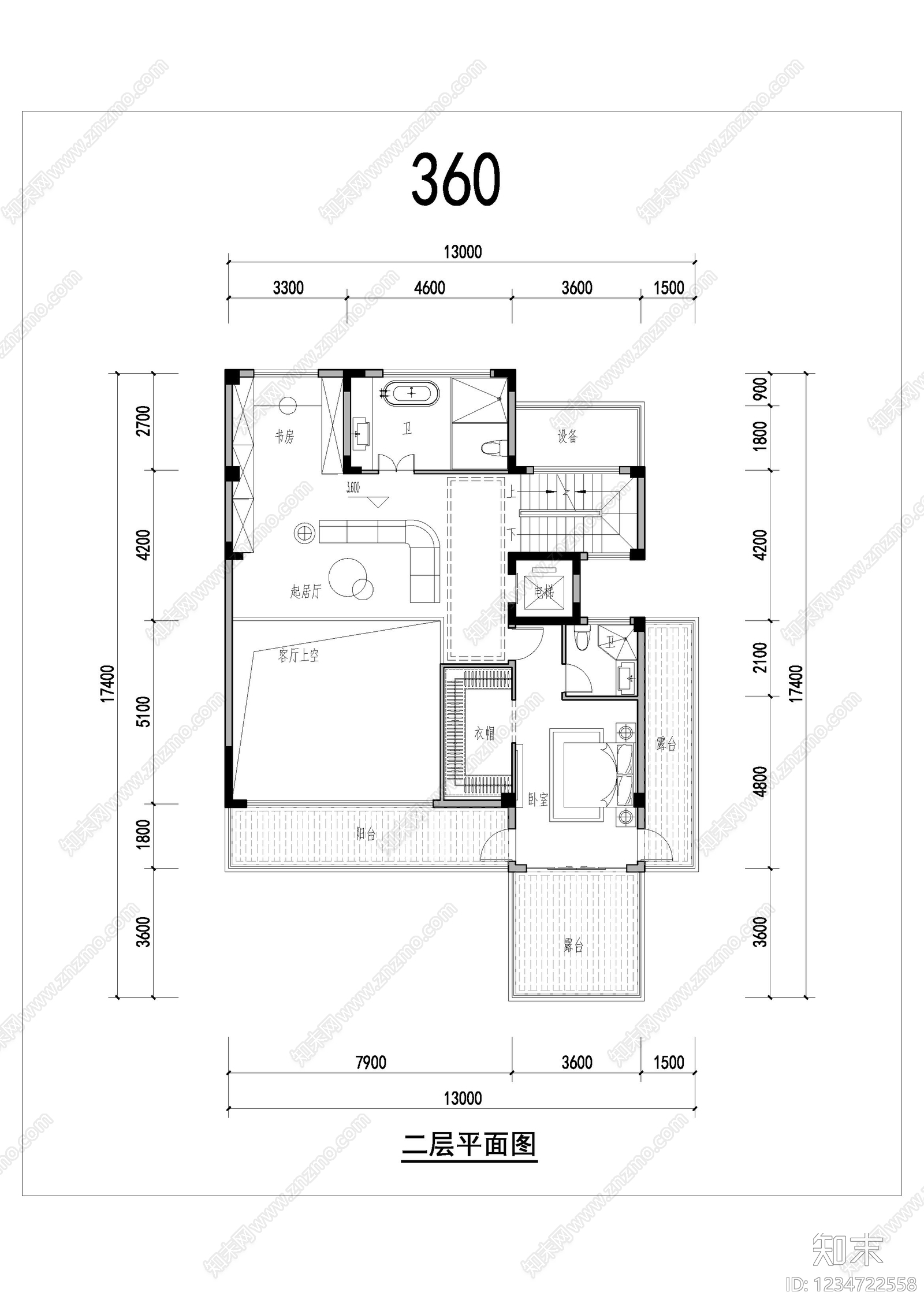 别墅建筑cad施工图下载【ID:1234722558】