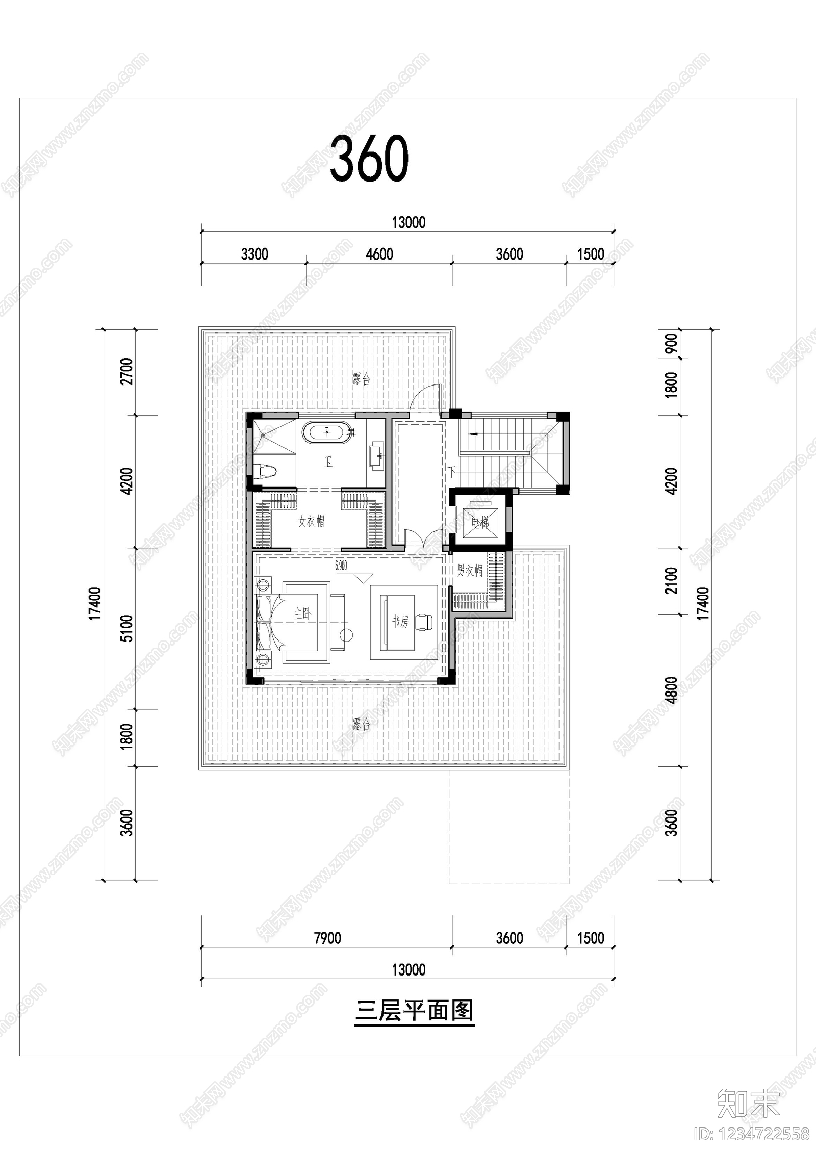 别墅建筑cad施工图下载【ID:1234722558】