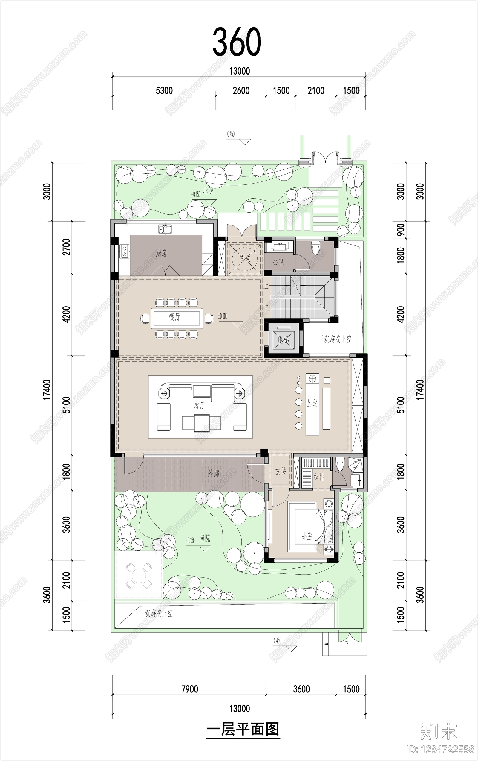 别墅建筑cad施工图下载【ID:1234722558】