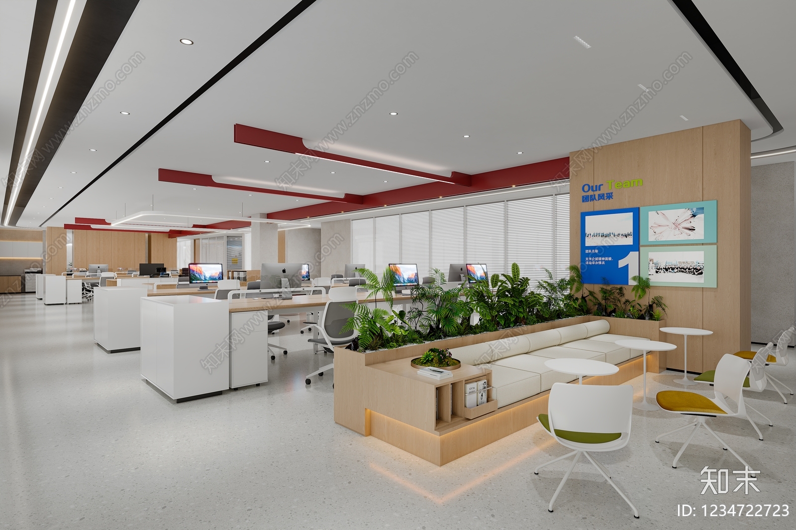 现代简约办公区3D模型下载【ID:1234722723】