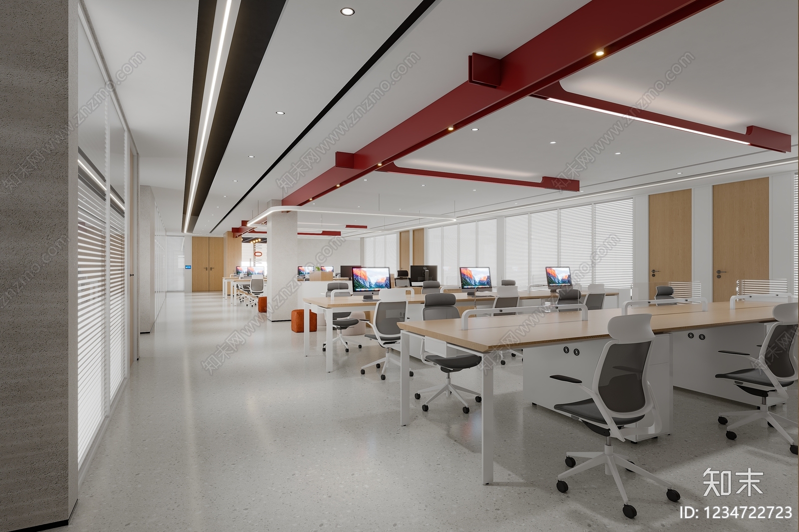 现代简约办公区3D模型下载【ID:1234722723】