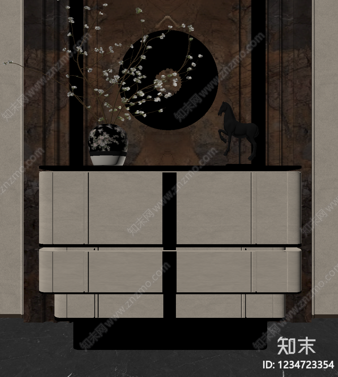 轻奢玄关柜SU模型下载【ID:1234723354】