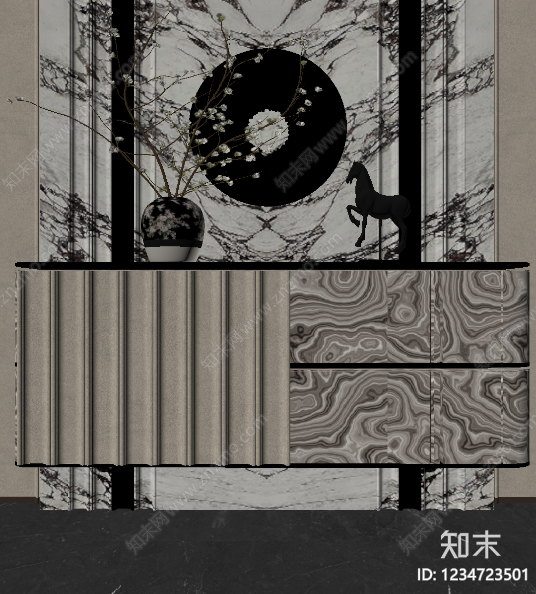 轻奢玄关柜SU模型下载【ID:1234723501】