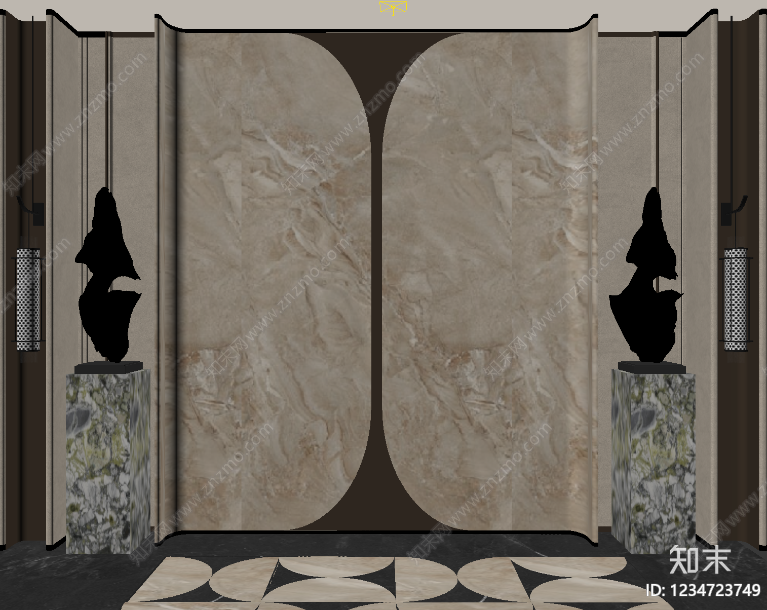 轻奢玄关背景墙3D模型下载【ID:1234723749】