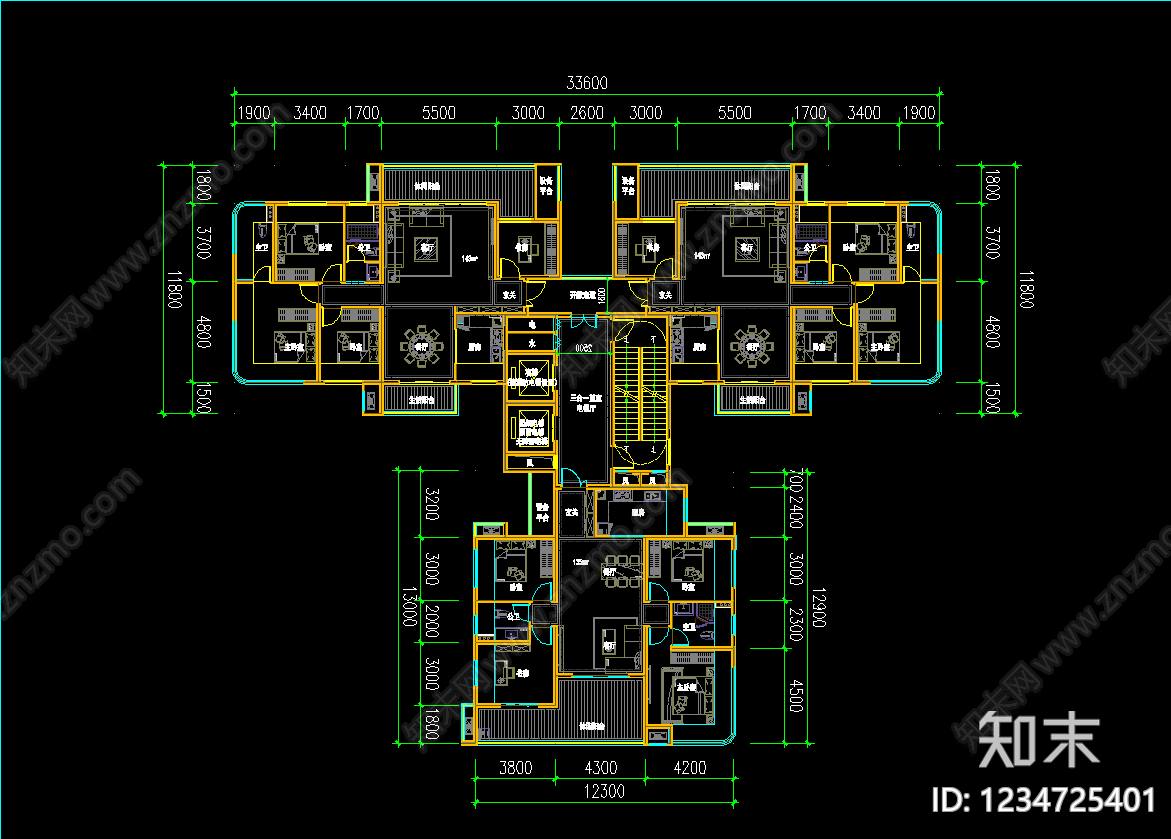 高层住宅cad施工图下载【ID:1234725401】