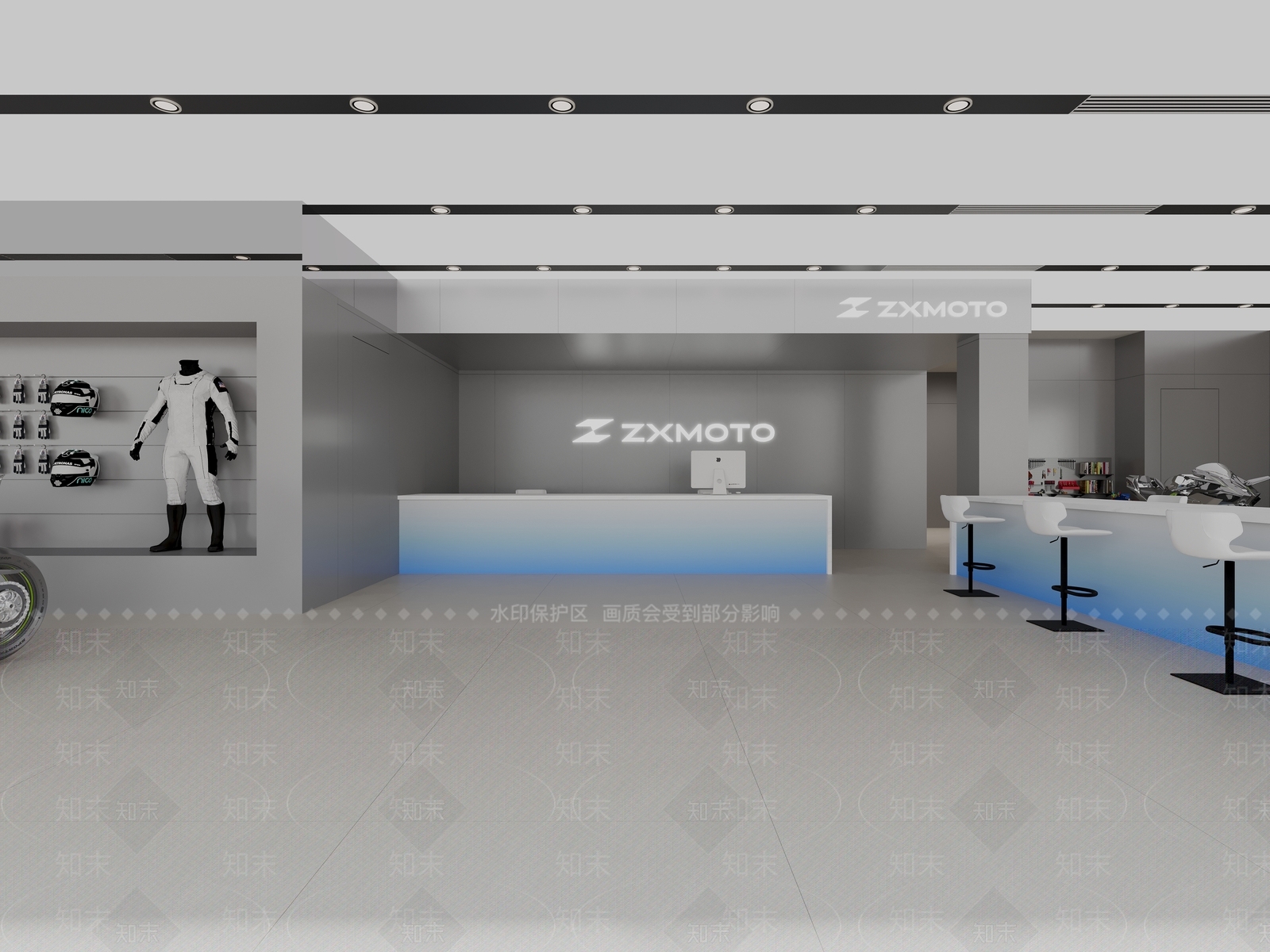 极简汽车展厅3D模型渲染效果图