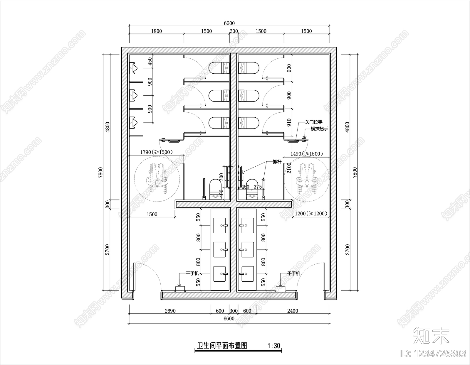 公共卫生间CAD图纸