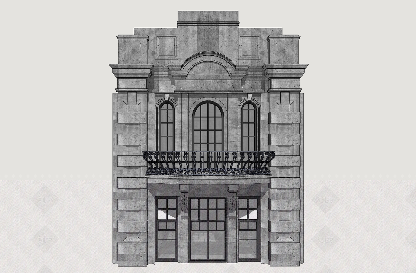 欧式古建风格建筑SU模型草图