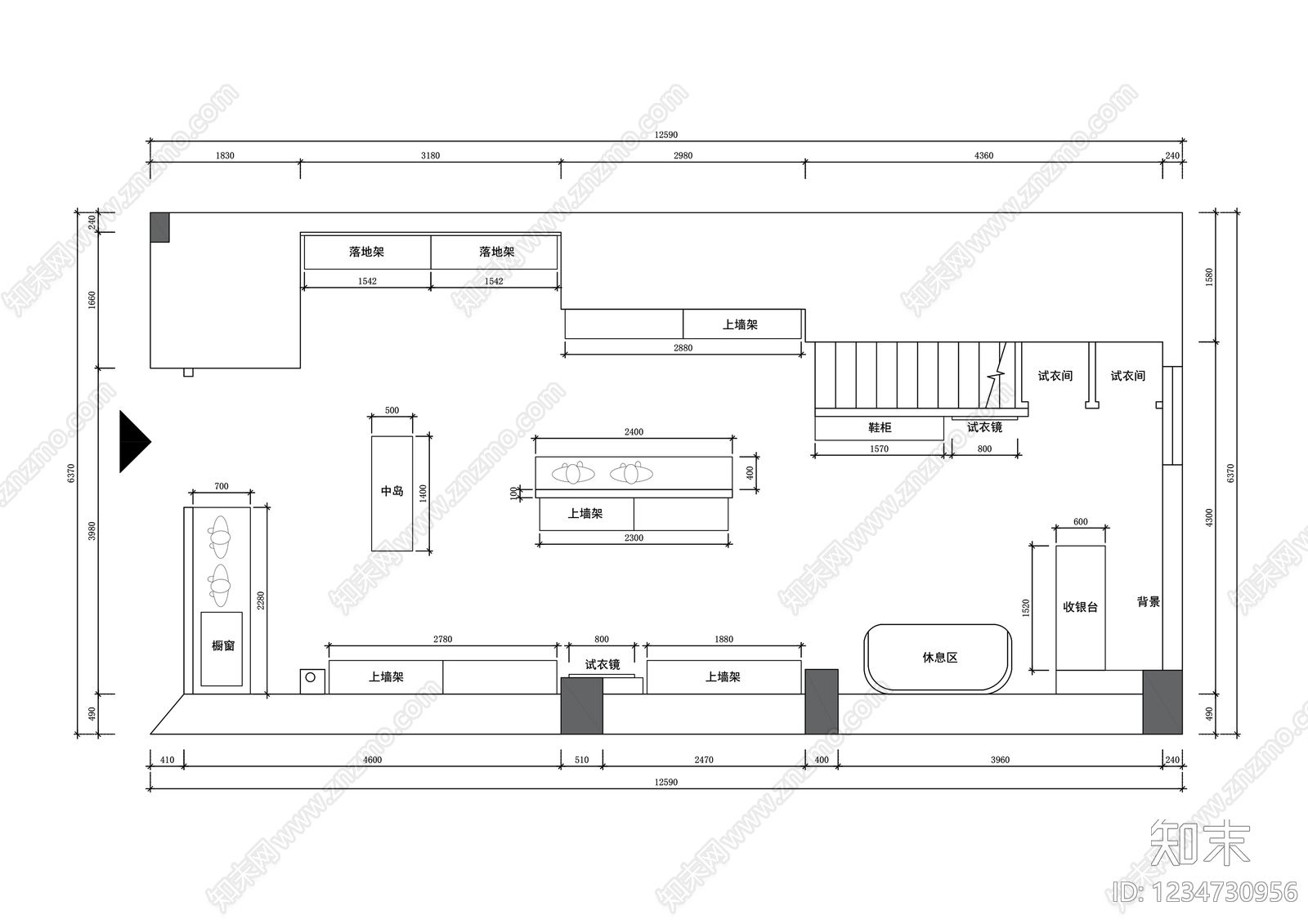 服装店cad施工图下载【ID:1234730956】