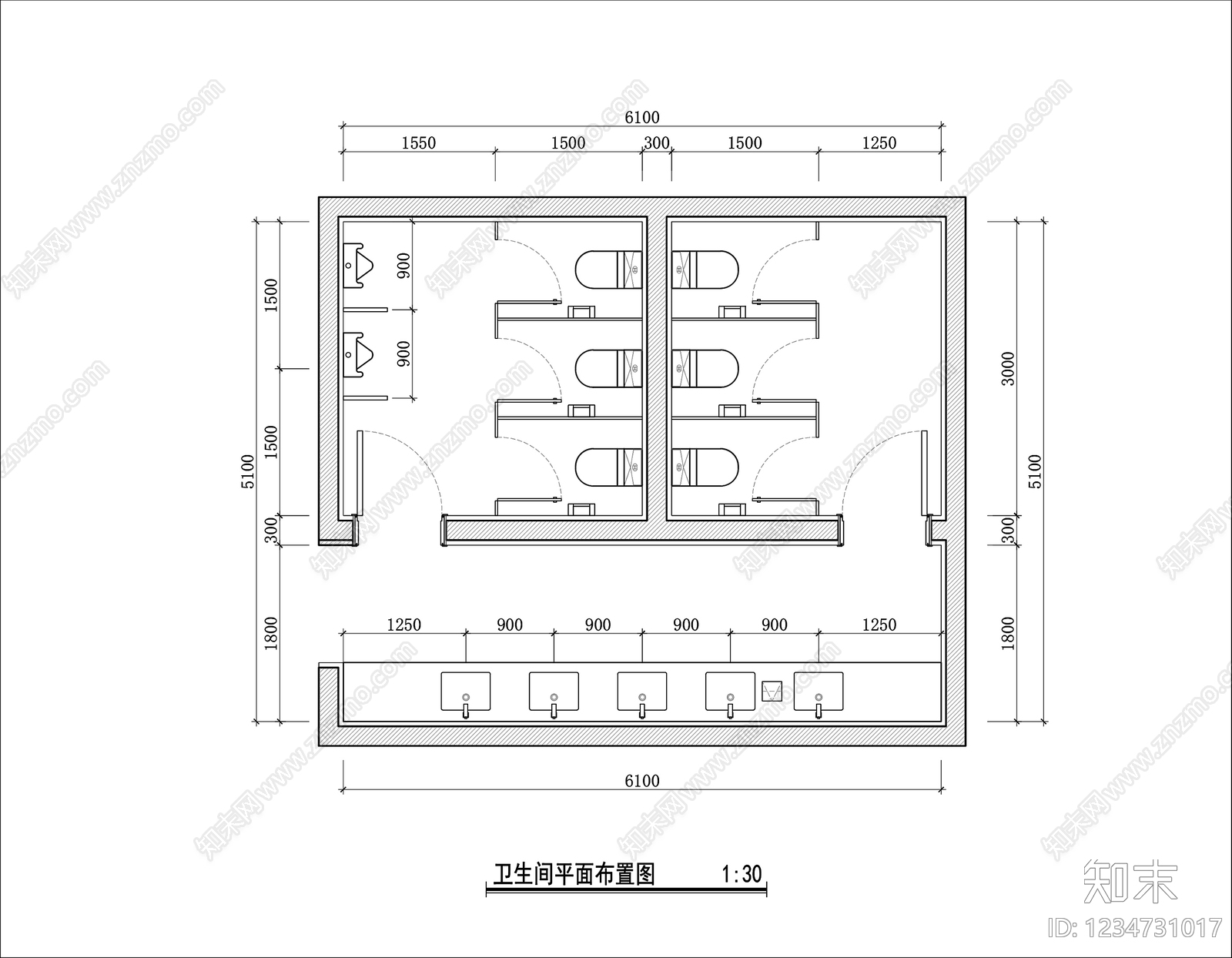 公共卫生间CAD图纸