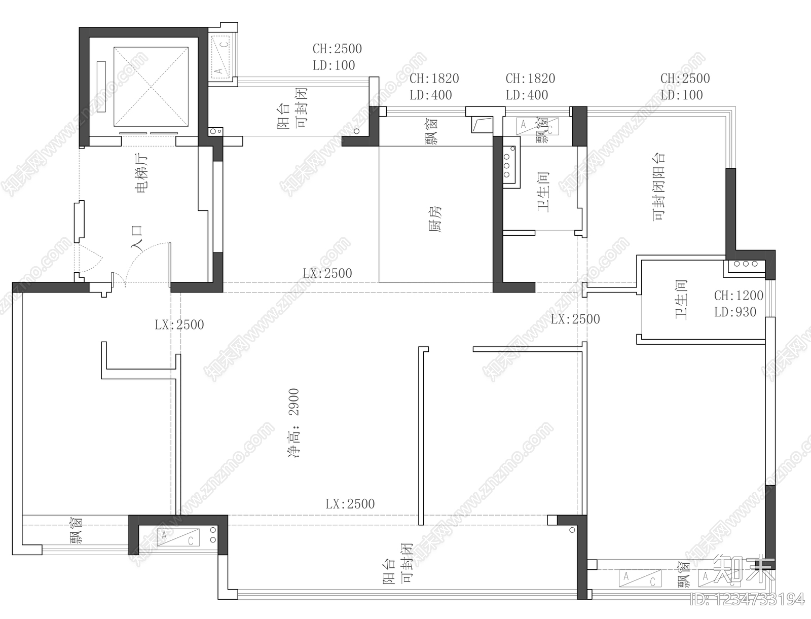 大平层cad施工图下载【ID:1234733194】