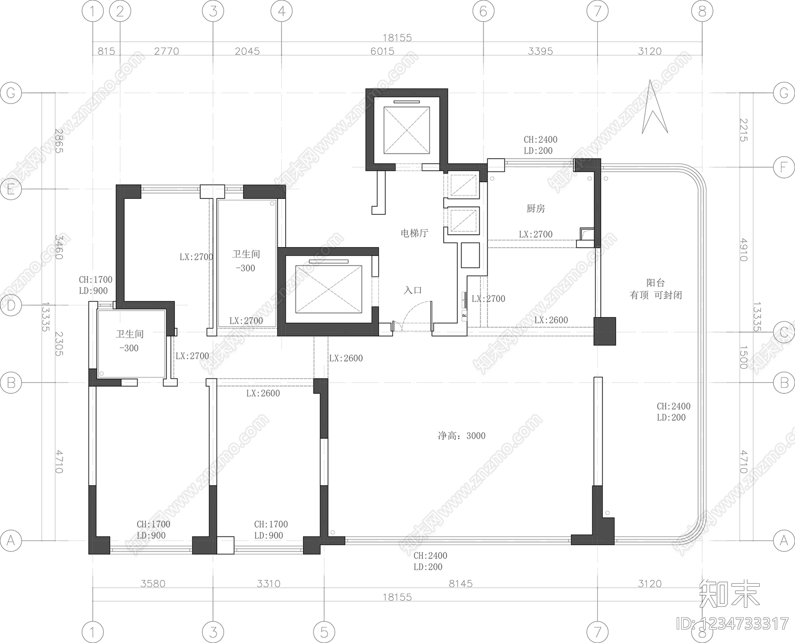 大平层cad施工图下载【ID:1234733317】
