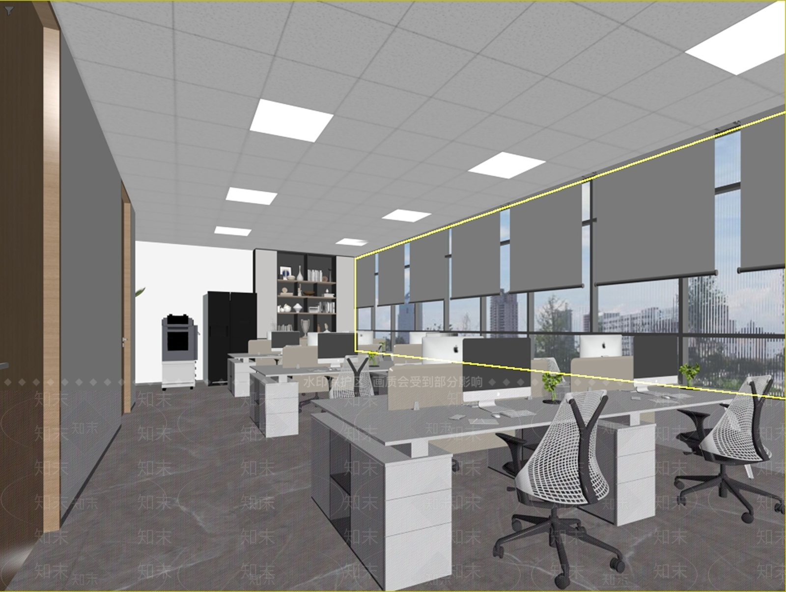 现代简约办公区3D模型下载【ID:1234734030】
