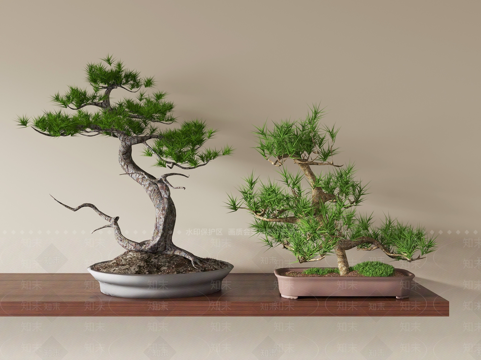 禅意盆栽SU模型草图