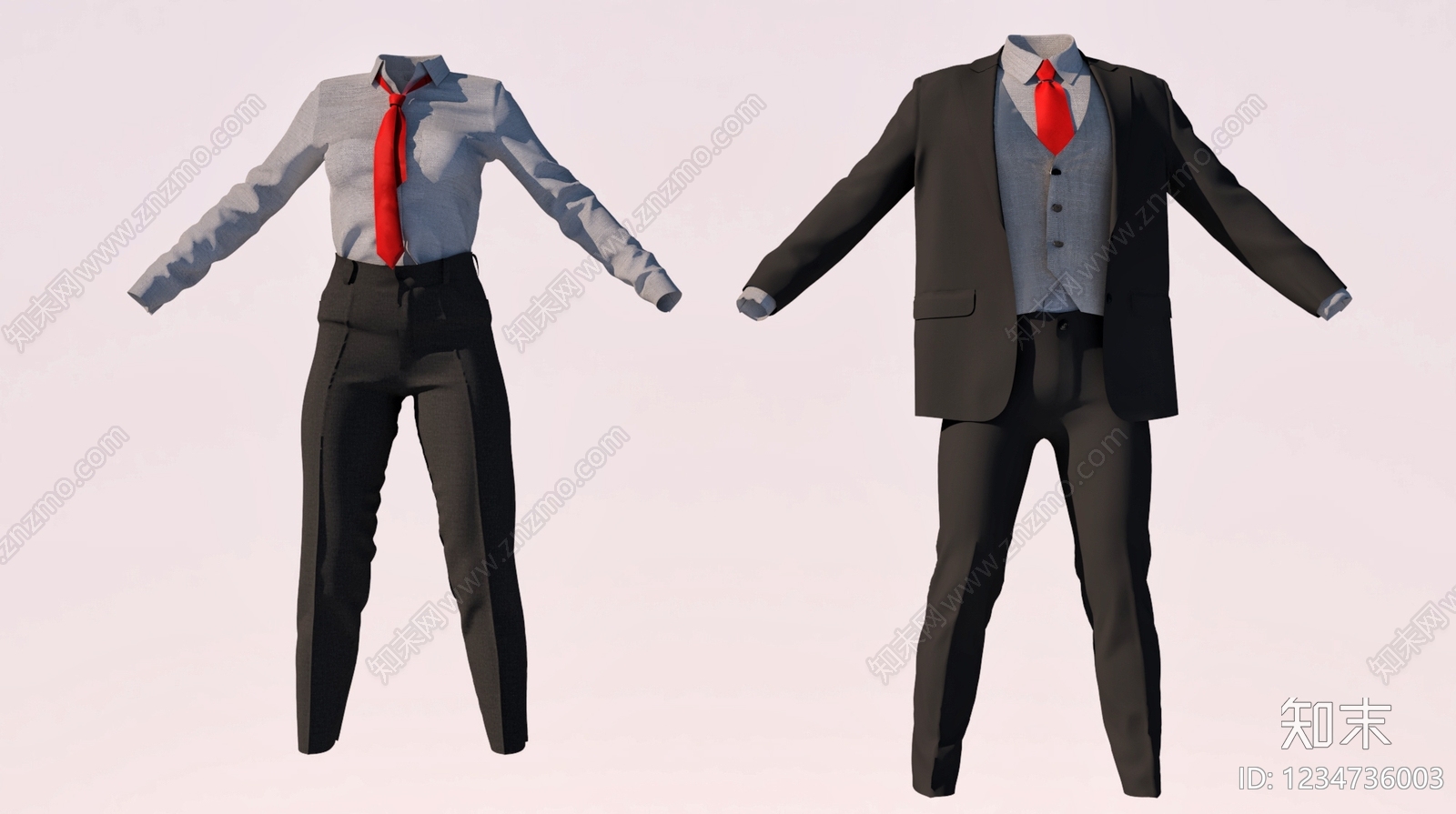现代衣服3D模型渲染效果图