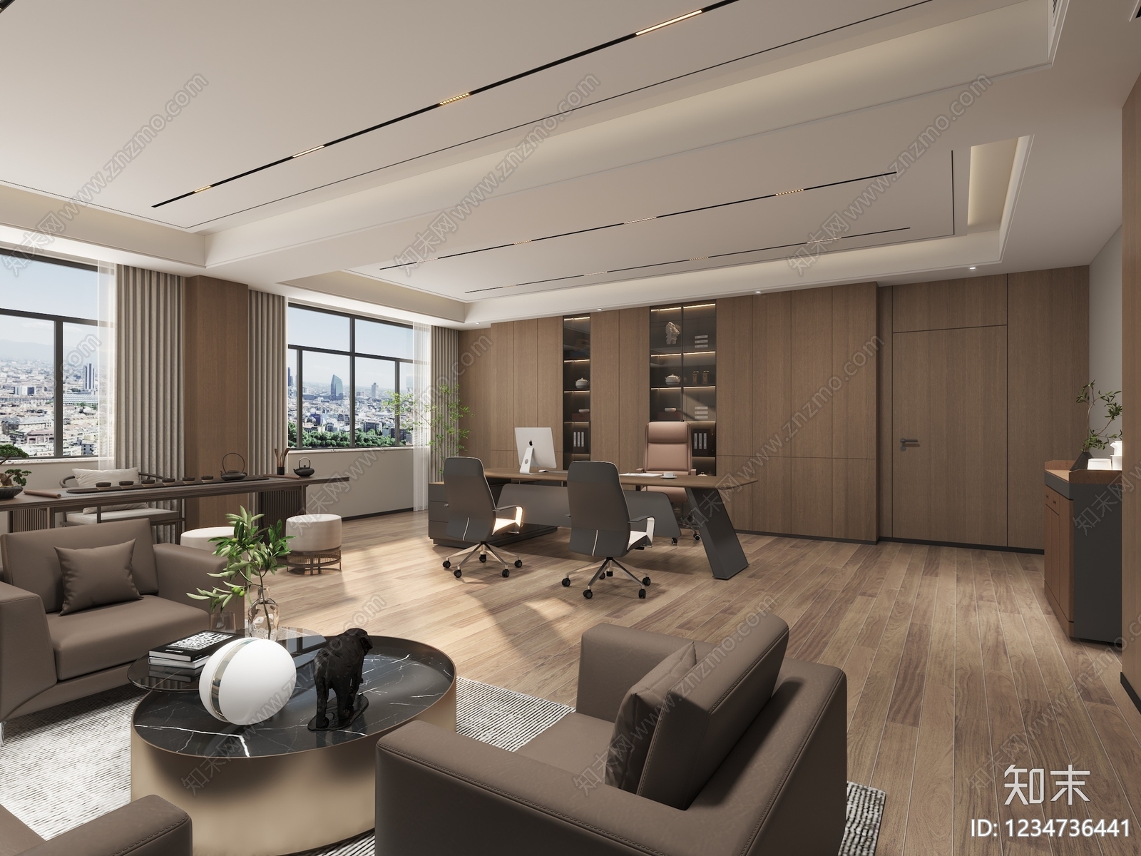 新中式董事长办公室3D模型下载【ID:1234736441】