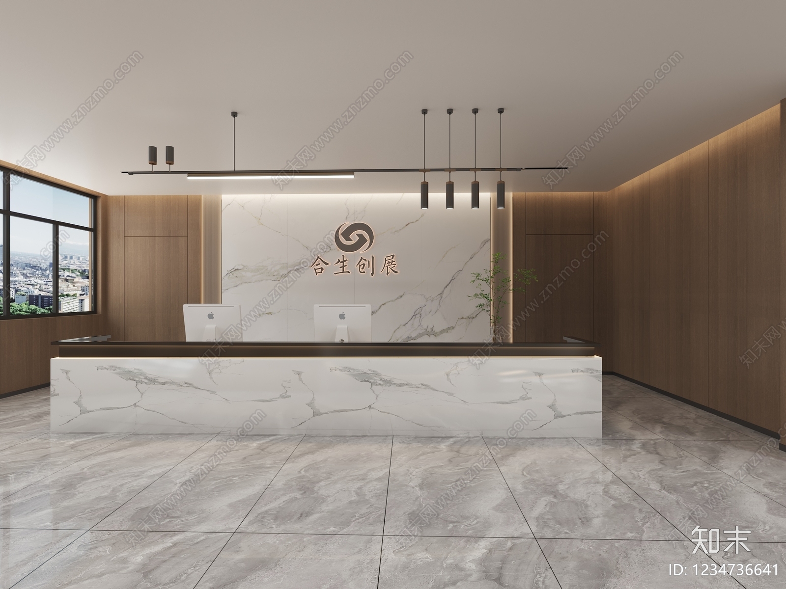 现代简约办公区3D模型下载【ID:1234736641】