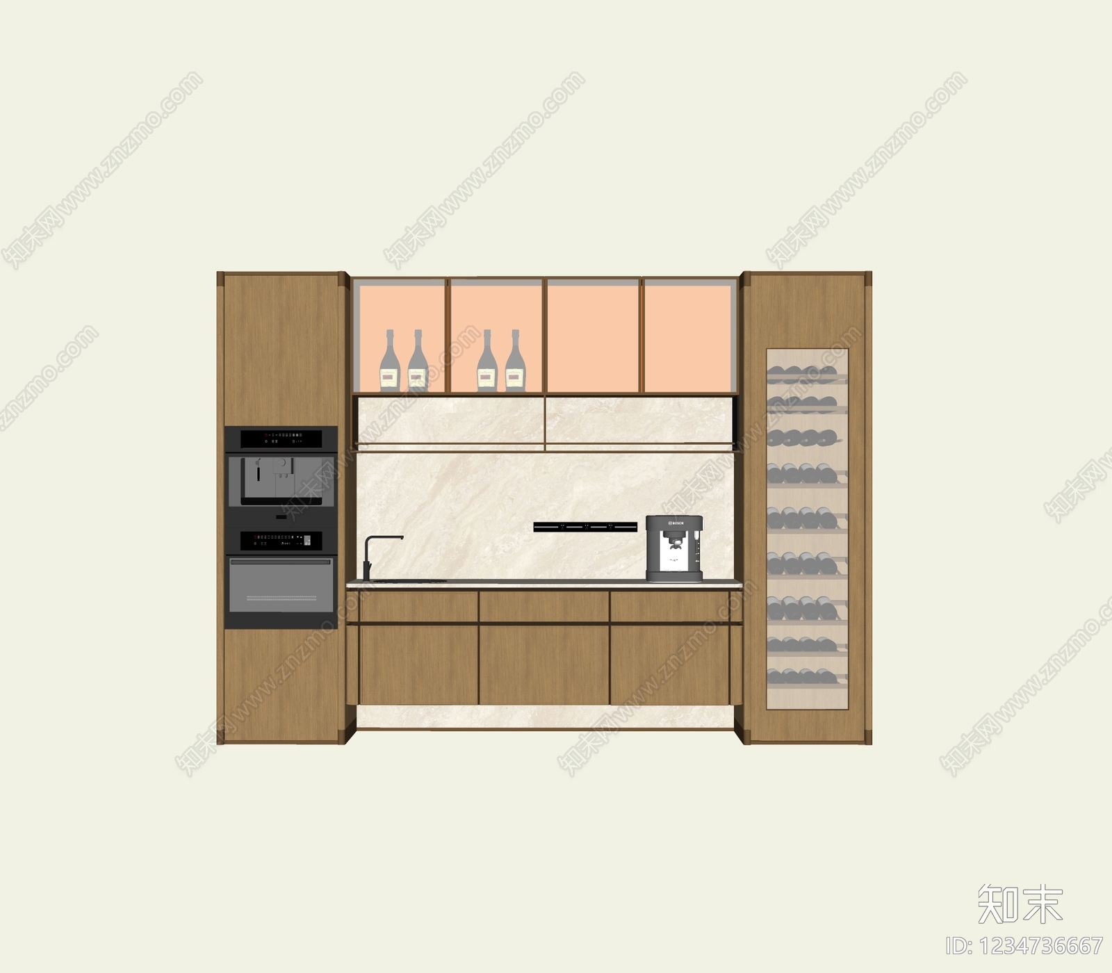 现代简约餐边柜SU模型下载【ID:1234736667】