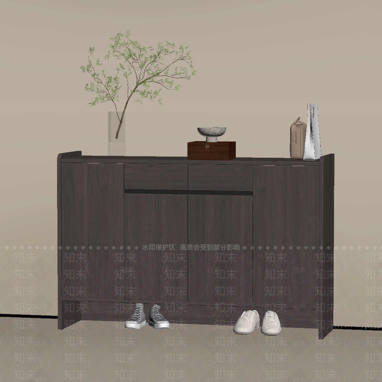现代简约鞋柜SU模型下载【ID:1234736938】