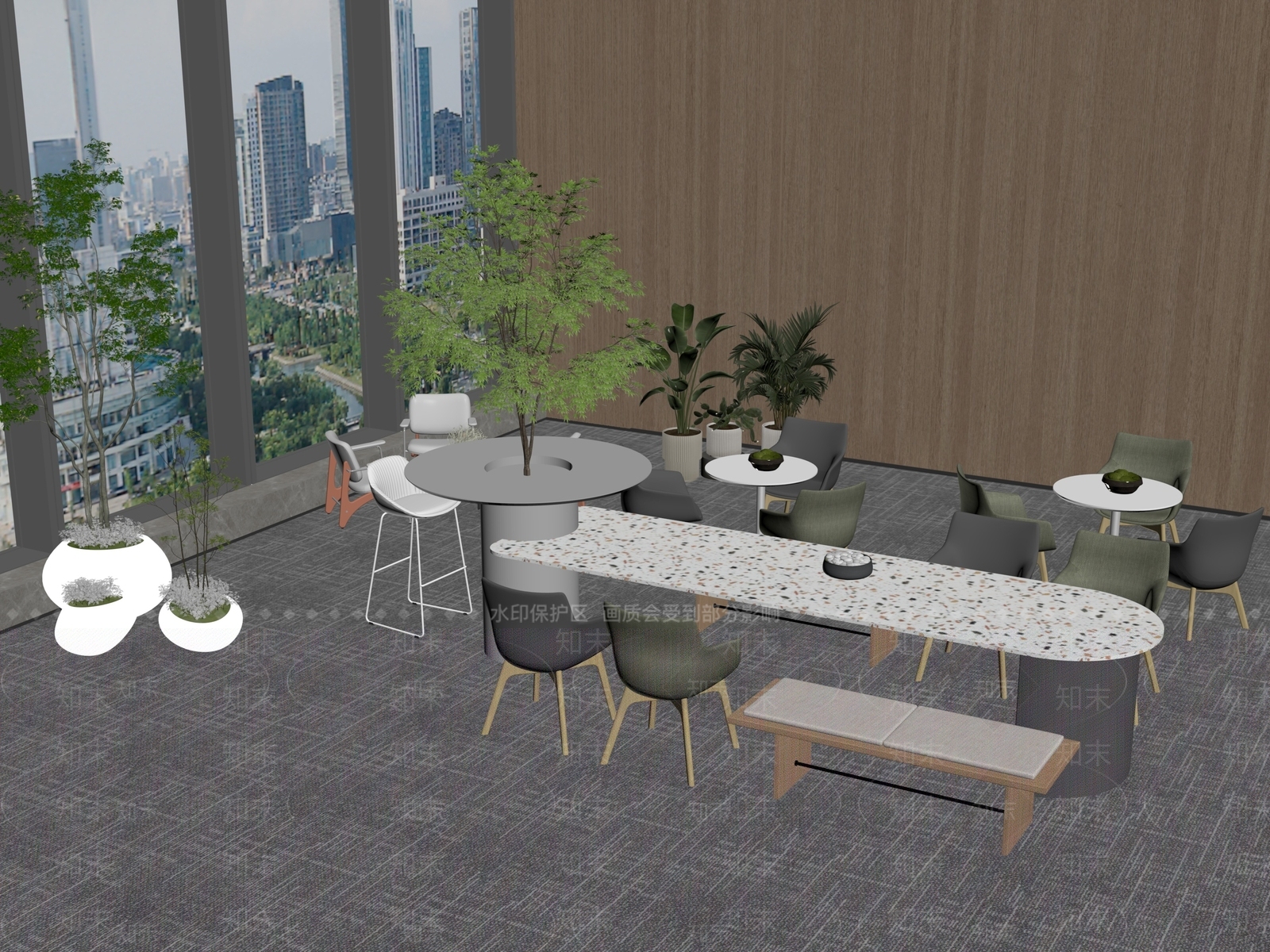 现代简约办公区3D模型下载【ID:1234737663】