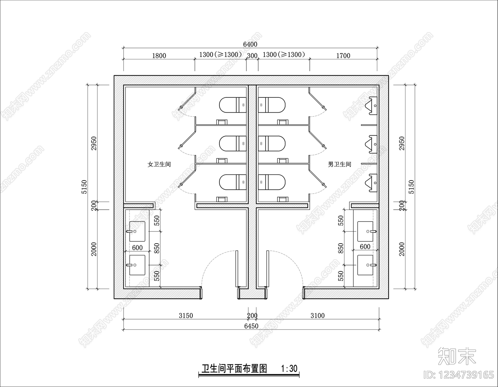 公共卫生间CAD图纸