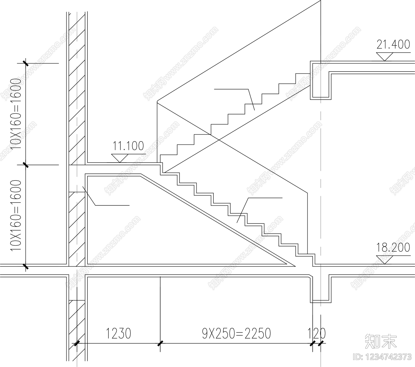 楼梯节点cad施工图下载【ID:1234742373】