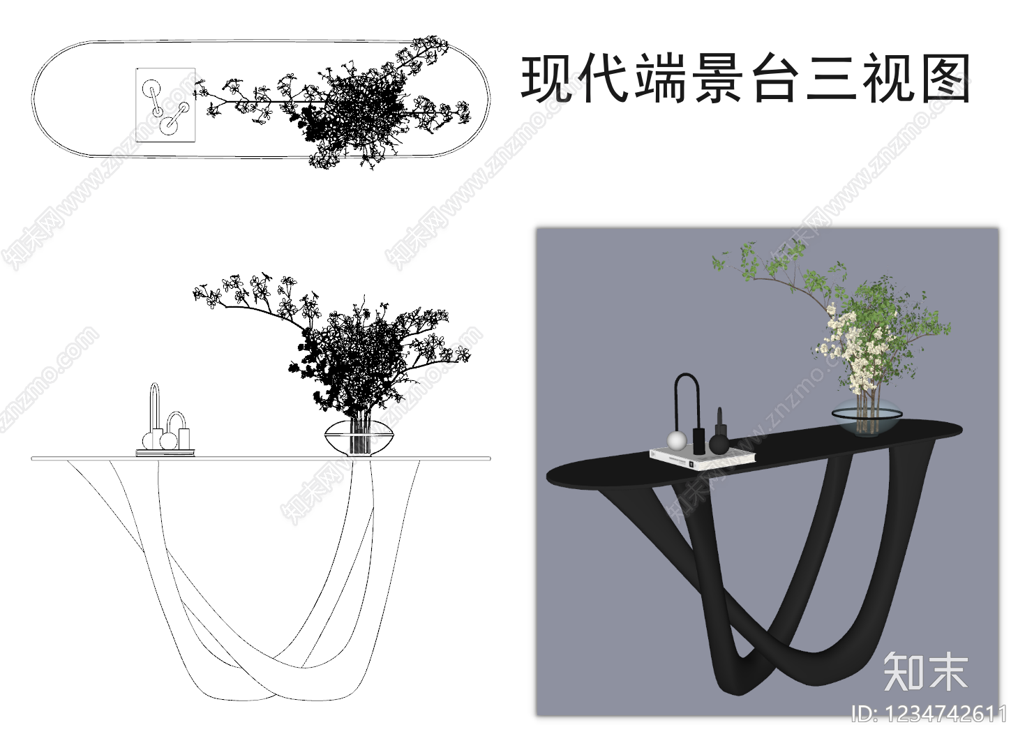 现代桌子CAD图纸