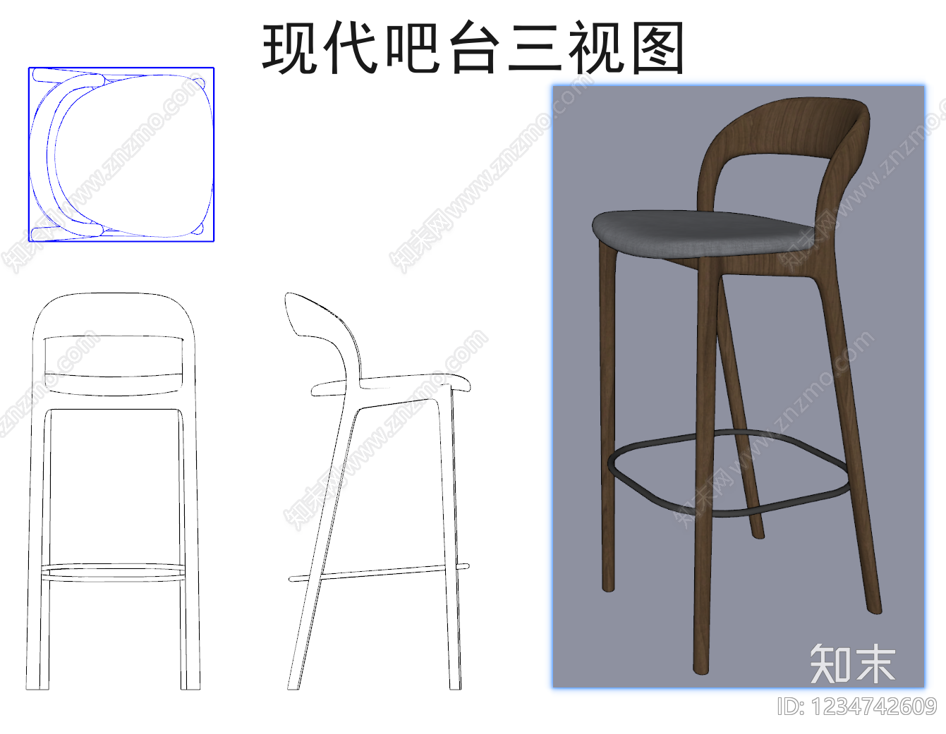 现代椅子CAD图纸