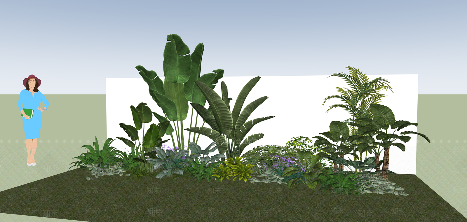 现代主义植物组合SU模型下载【ID:1234744530】