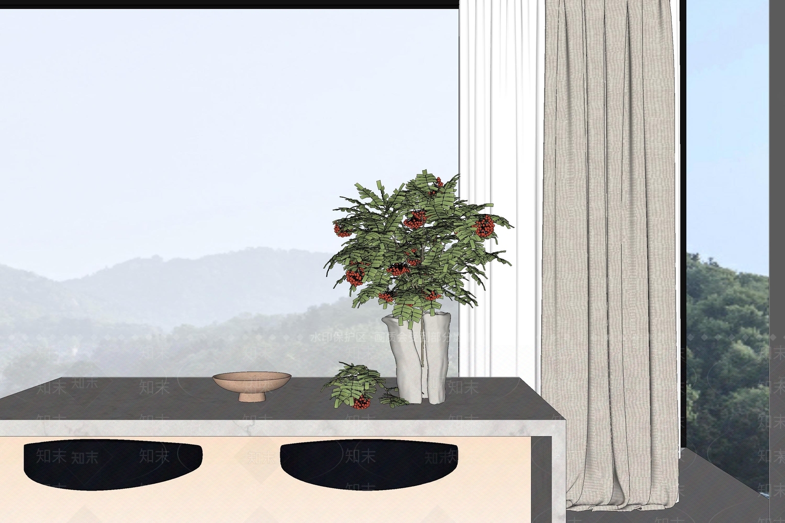 侘寂绿植摆件SU模型下载【ID:1234744620】