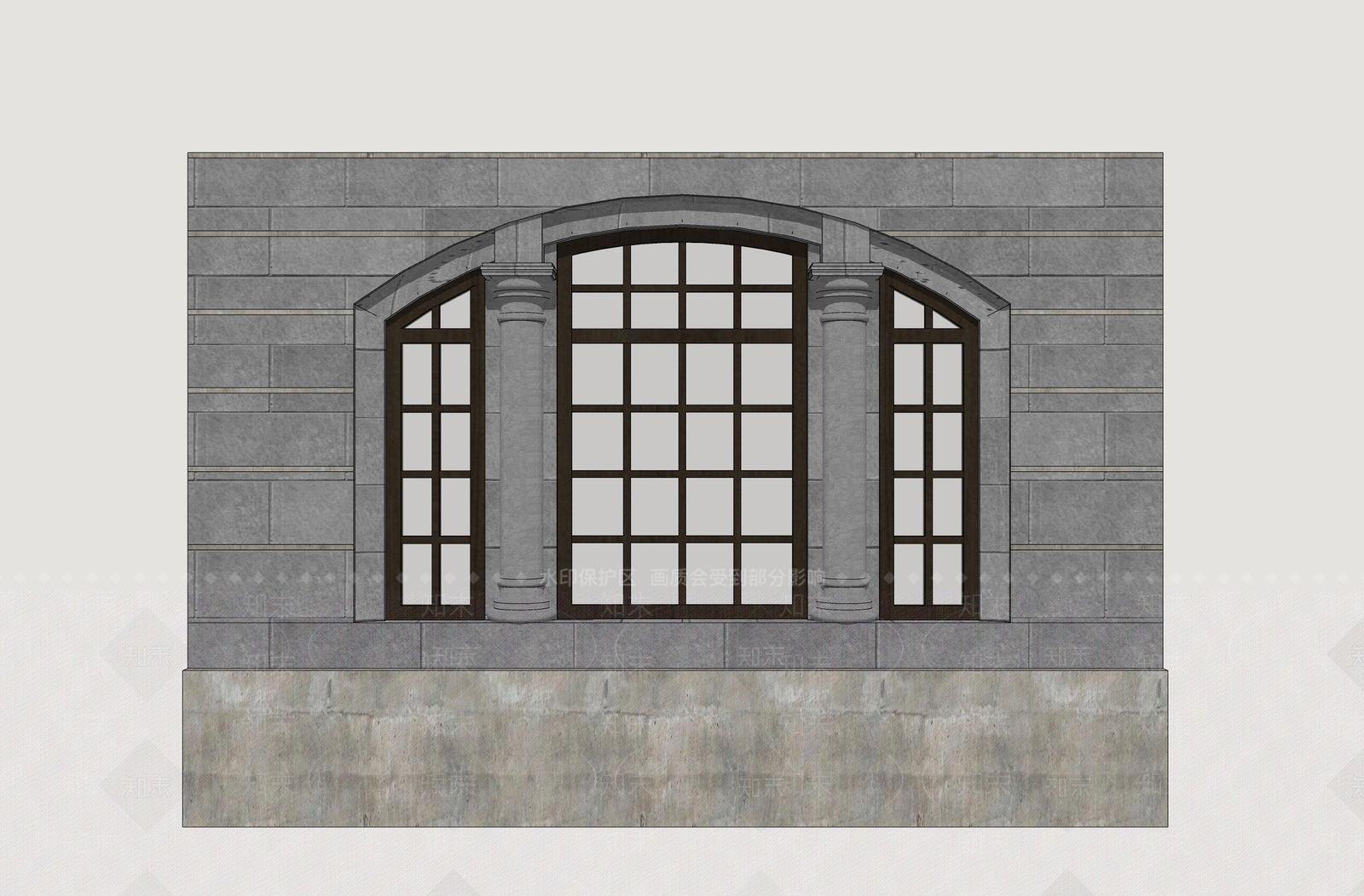 欧式古建窗户组合SU模型草图