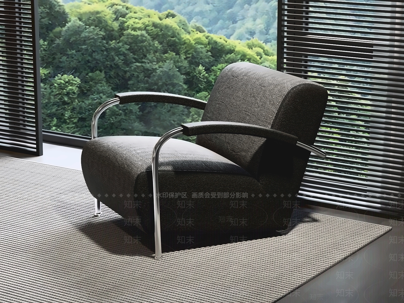 包豪斯单人沙发3D模型渲染效果图