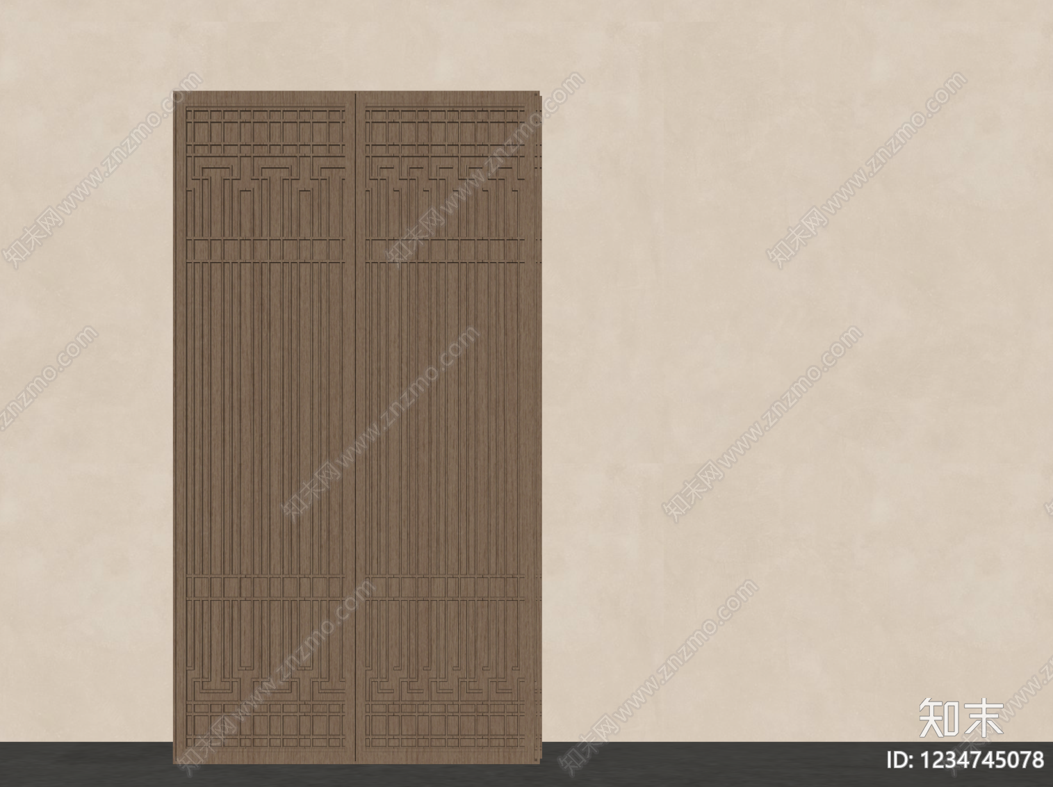 新中式书柜SU模型下载【ID:1234745078】
