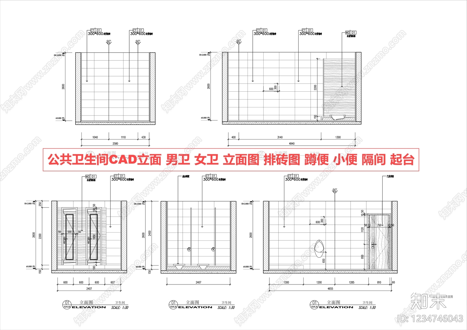 公共卫生间CAD图纸
