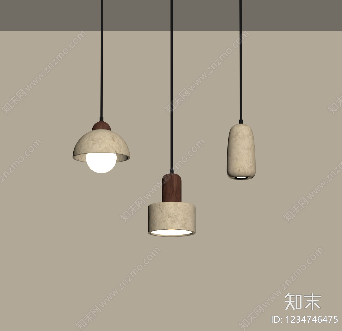 侘寂吊灯组合SU模型下载【ID:1234746475】